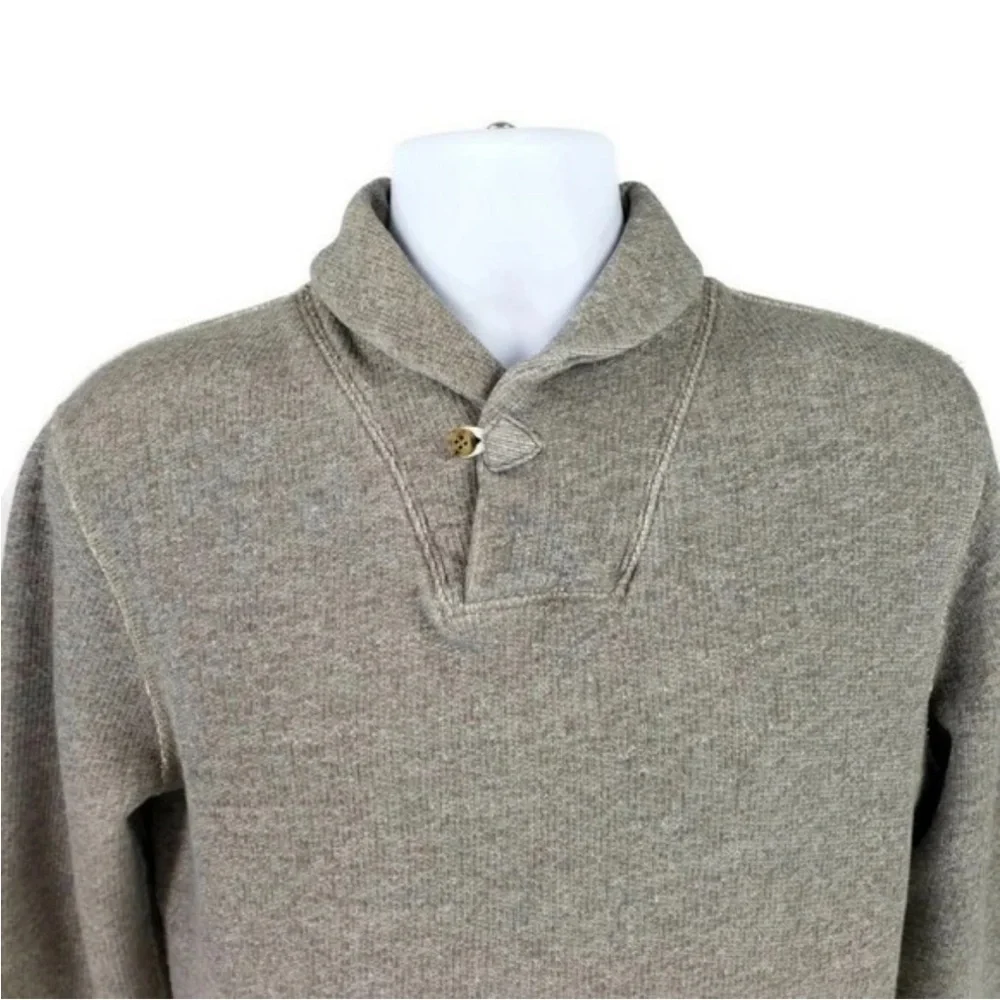 J.Crew Vintage Fleece Shawl Collar Hoodie Sweatshirt M Beige 100% Cotton Unisex